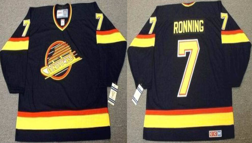 2019 Men Vancouver Canucks 7 Ronning Black CCM NHL jerseys